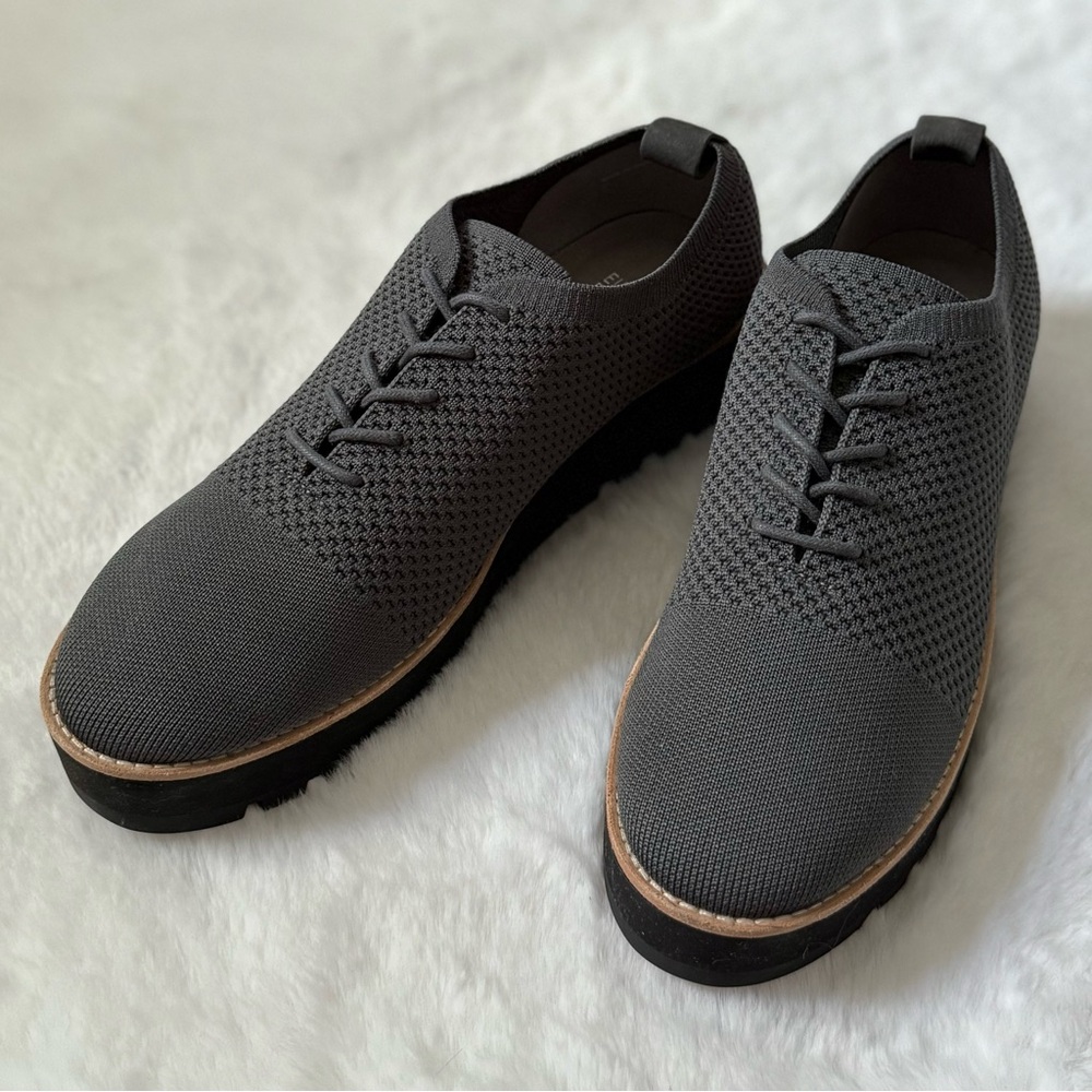 EILEEN FISHER 10 Eddy Knit Platform Oxford Loafers in Graphite Grey • Eddy 2 - Picture 2 of 15